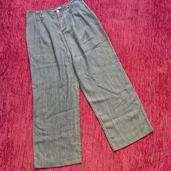 Rails Jess Linen Blend Chambray Wide Leg Pants Blue Size Medium - Picture 2 of 13